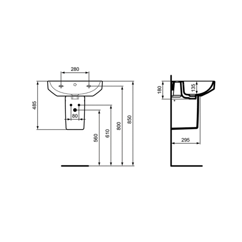 Immagine di Ideal Standard I.LIFE S semicolonna per lavabo, colore bianco finitura lucido T474001
