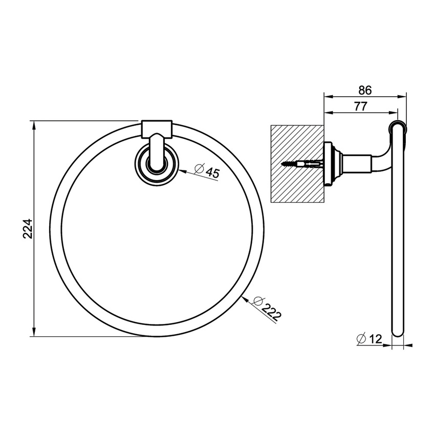 Immagine di Gessi VENTI20 porta salviette ad anello, a parete, finitura cromo 65509#031
