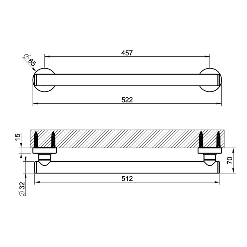 Immagine di Gessi VENTI20 maniglione d'appoggio per vasca o doccia L.45 cm, finitura cromo 65517#031