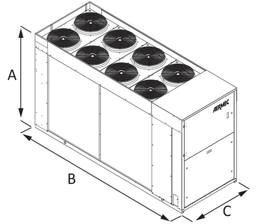 Immagine di Aermec NRB0332 Pompa di calore reversibile condensata ad aria da esterno versione ad alta efficenza silenziata con kit accumulo con pompa bassa prevalenza NRB0332°H°E°°°01
