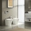 Immagine di Ideal Standard CONNECT AIR set sanitari a pavimento, vaso AquaBlade® con sedile a sgancio rapido, senza discesa rallentata, bidet monoforo con troppopieno, colore bianco finitura lucido E004301-E233401