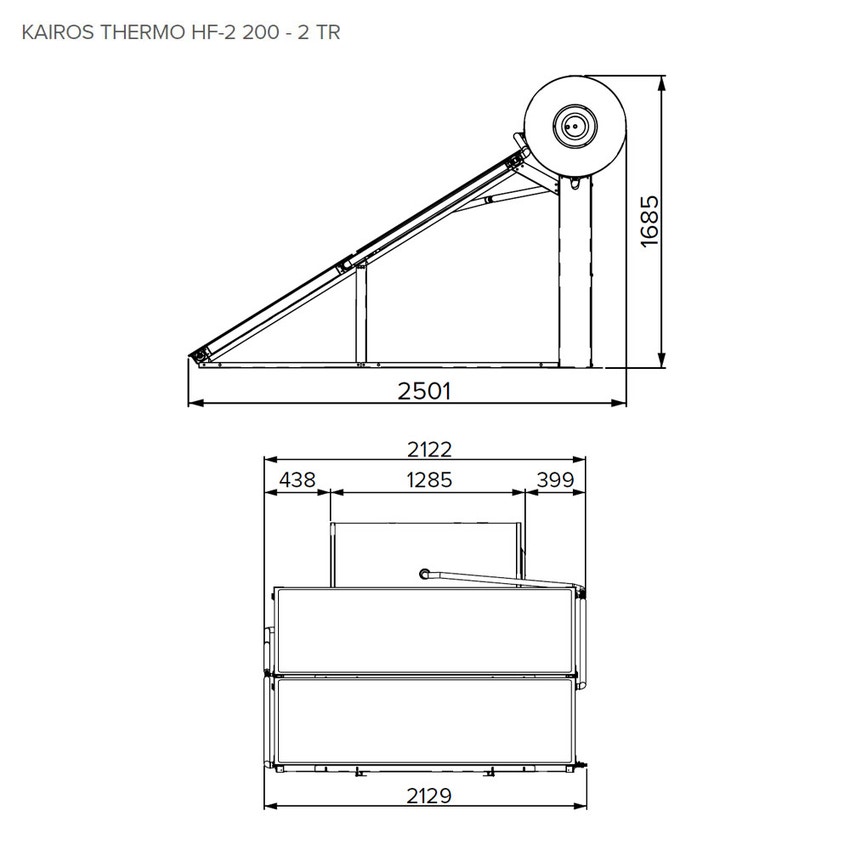 Immagine di Ariston KAIROS THERMO HF-2 200-2 TR IT Sistema solare termico a circolazione naturale con accumulo e 2 collettori orizzontali, installazione a TERRA 3022445