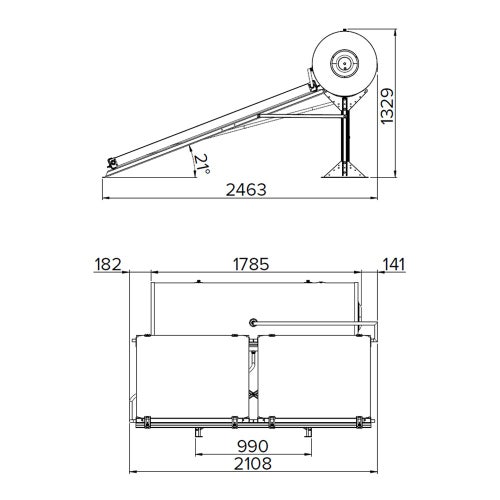Immagine di Ariston KAIROS THERMO GR-2 300-2 TR Sistema solare termico a circolazione naturale con accumulo e e 2 collettori verticali, installazione a TERRA 3022488