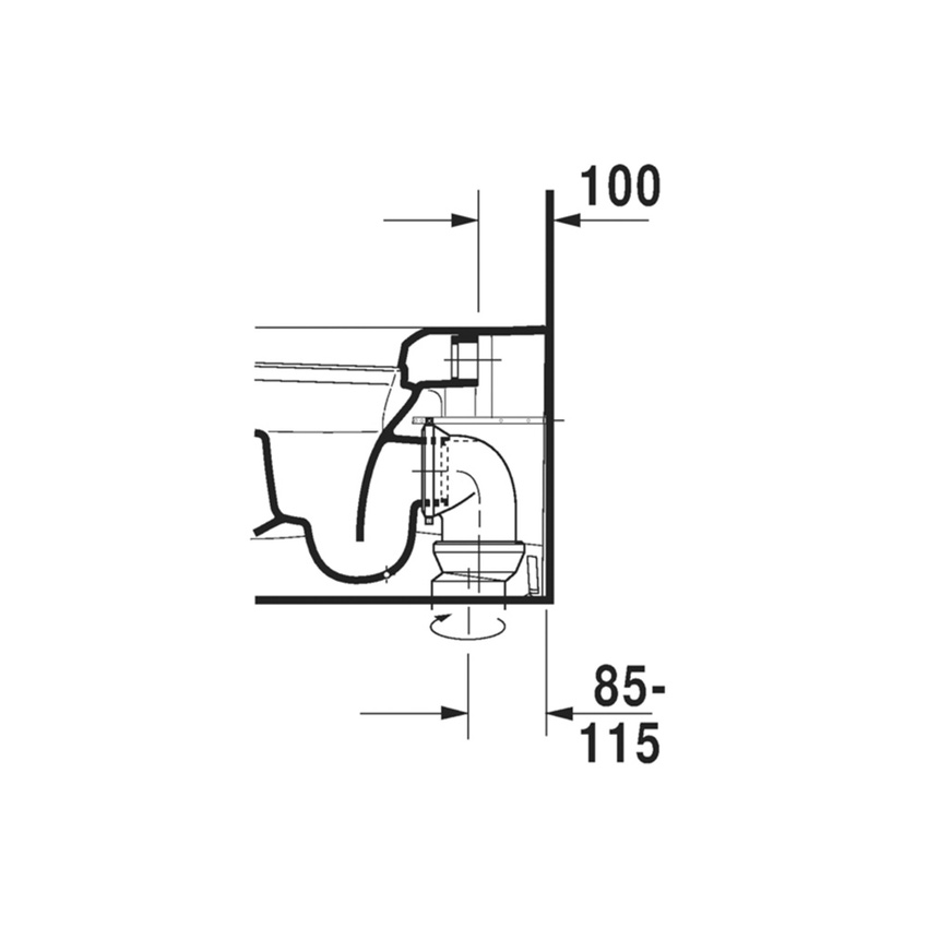 Immagine di Duravit SOLEIL vaso a pavimento, a filo parete, a cacciata, senza sedile, con fissaggi inclusi e scarico orizzontale, colore bianco finitura lucido 2010090000