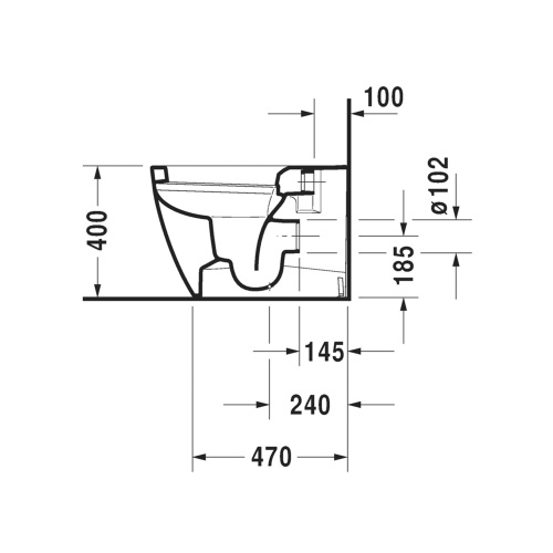Immagine di Duravit SOLEIL vaso a pavimento, a filo parete, a cacciata, senza sedile, con fissaggi inclusi e scarico orizzontale, colore bianco finitura lucido 2010090000