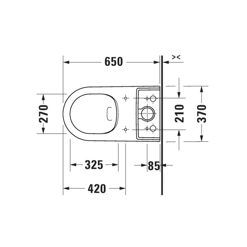 Immagine di Duravit SOLEIL vaso monoblocco a pavimento HygieneGlaze, Rimless, per cassetta appoggiata non inclusa, senza sedile, colore bianco finitura lucido 2011092000