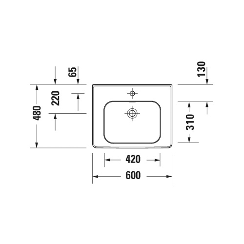 Immagine di Duravit SOLEIL lavabo consolle sospeso L.60 cm, con troppopieno e bordo per la rubinetteria, colore bianco finitura lucido 2377600000