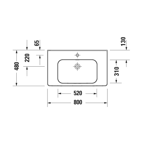 Immagine di Duravit SOLEIL lavabo consolle sospeso L.80 cm, con troppopieno e bordo per la rubinetteria, colore bianco finitura lucido 2377800000