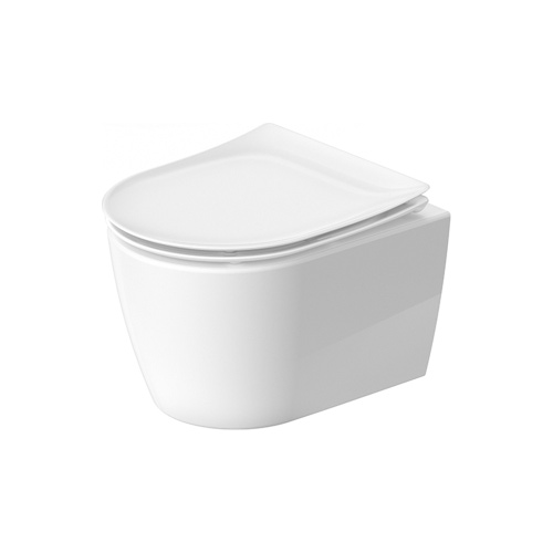Immagine di Duravit SOLEIL vaso sospeso Compact Rimless, HygieneGlaze, a cacciata, senza sedile, colore bianco finitura lucido 2590092000