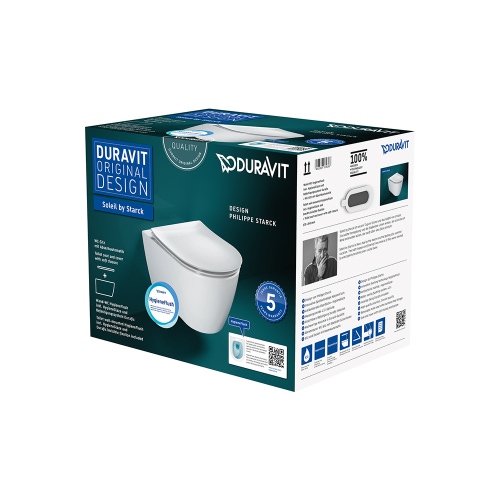 Immagine di Duravit SOLEIL set vaso sospeso HygieneFlush composto da: vaso sospeso HygieneFlush (art.259109) e sedile con coperchio (art. 002649), colore bianco finitura lucido 45910920A1