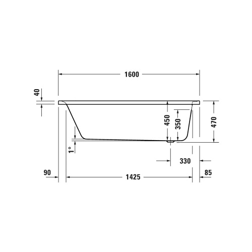 Immagine di Duravit SOLEIL vasca rettangolare da incasso L.160 P.70 cm, con uno schienale inclinato, in acrilico sanitario, colore bianco finitura lucido 700499000000000