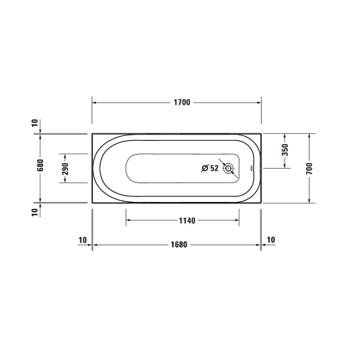 Immagine di Duravit SOLEIL vasca rettangolare da incasso L.170 P.70 cm, con uno schienale inclinato, in acrilico sanitario, colore bianco finitura lucido 700500000000000
