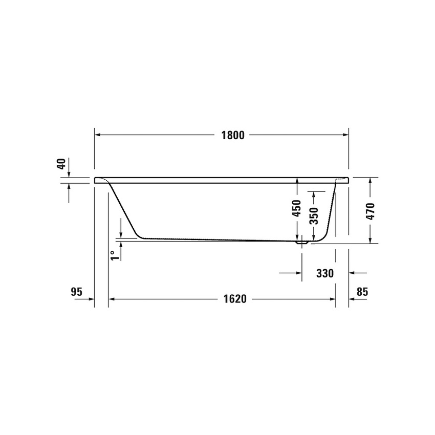 Immagine di Duravit SOLEIL vasca rettangolare da incasso L.180 P.80 cm, con uno schienale inclinato, in acrilico sanitario. colore bianco finitura lucido 700502000000000