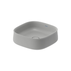 Immagine di Duravit ZENCHA bacinella da appoggio soprapiano quadrata 42 cm, con rettifica, senza troppopieno e bordo per la rubinetteria, colore grigio finitura opaco 2373426779