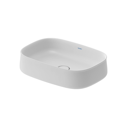 Immagine di Duravit ZENCHA bacinella da appoggio soprapiano L.55 P.39 cm, con rettifica, senza troppopieno e bordo per la rubinetteria, colore bianco finitura opaco 2373553279