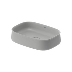 Immagine di Duravit ZENCHA bacinella da appoggio soprapiano L.55 P.39 cm, con rettifica, senza troppopieno e bordo per la rubinetteria, colore grigio finitura opaco 2373556779