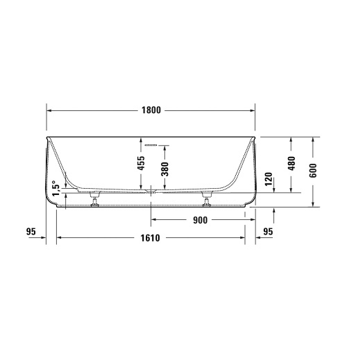Immagine di Duravit ZENCHA vasca freestanding L.180 P.90 cm, con pannello integrato e telaio, con due schienali inclinati e piletta Stop&Go, colore bianco finitura lucido 700463000000000