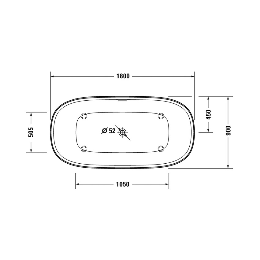 Immagine di Duravit ZENCHA vasca freestanding L.180 P.90 cm, con pannello integrato e telaio, con due schienali inclinati e piletta Stop&Go, colore bianco finitura lucido 700463000000000