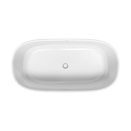 Immagine di Duravit ZENCHA vasca freestanding L.180 P.90 cm, con pannello integrato e telaio, con due schienali inclinati e piletta Stop&Go, colore bianco finitura lucido 700463000000000