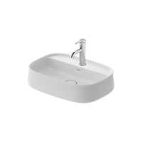 Immagine di Duravit ZENCHA bacinella da appoggio soprapiano L.55 P.39 cm, monoforo, con rettifica, senza troppopieno, colore bianco finitura opaco 2374553271