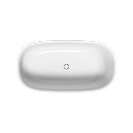 Immagine di Duravit ZENCHA vasca idromassaggio freestanding L.160 P.85 cm, sistema Air-System, con pannello integrato e telaio, con uno schienale inclinato e piletta Stop&Go, colore bianco finitura lucido 760462000AS0000