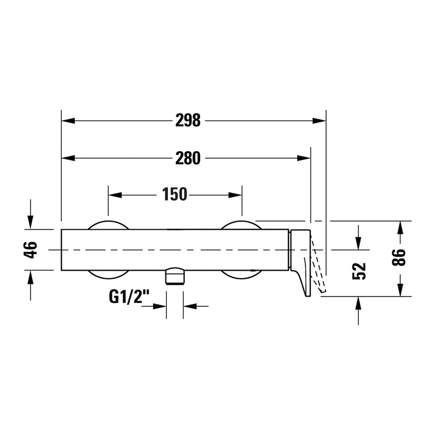 Immagine di Duravit TULUM miscelatore monocomando doccia esterno, finitura cromo TU4230000010