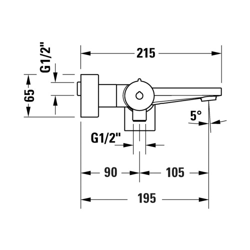 Immagine di Duravit TULUM miscelatore monocomando vasca esterno, con deviatore, finitura cromo TU5230000010