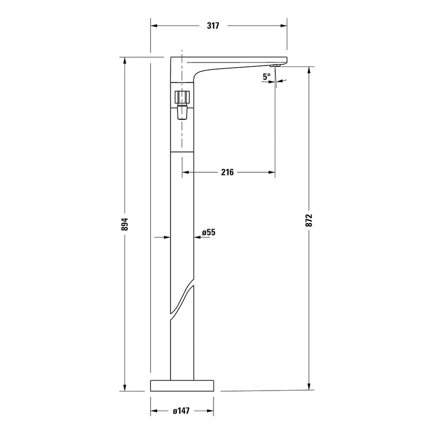 Immagine di Duravit TULUM miscelatore monocomando vasca a pavimento, con deviatore, senza corpo incasso, finitura cromo TU5250000010