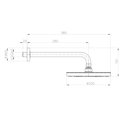 Immagine di Bossini OKI soffione Ø 20 cm, con braccio doccia P.30 cm, finitura cromo H19405G00030009