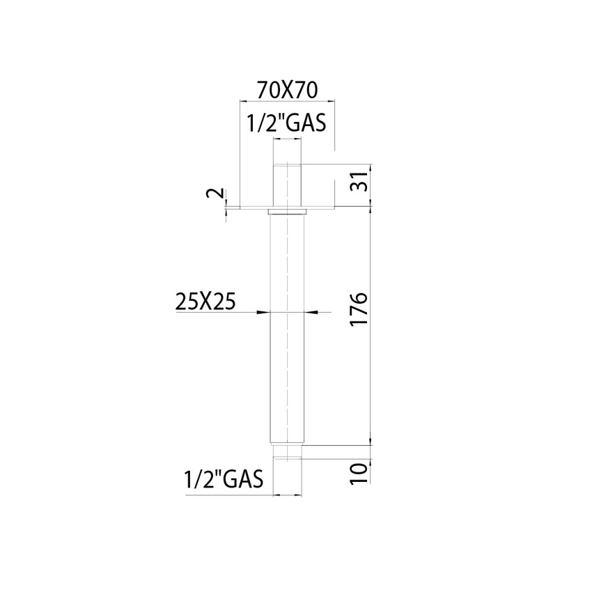 Immagine di Bossini Braccio verticale in ottone H.20 cm, con rosone, finitura cromo H61000D00030003