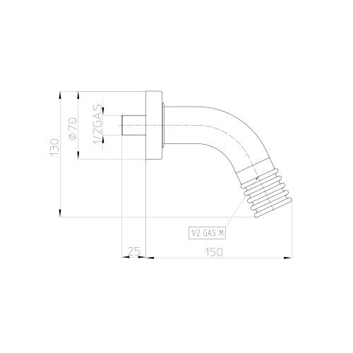 Immagine di Bossini Braccio doccia, L.15 cm, in ottone, con soffietto coprisnodo, finitura cromo H41000A00030003