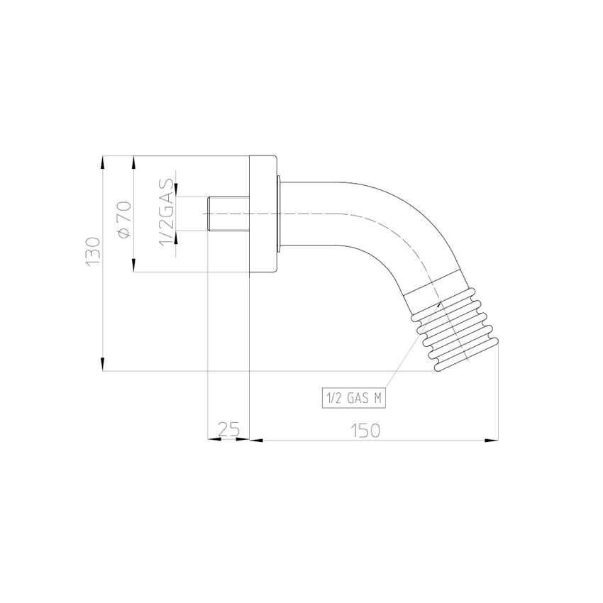 Immagine di Bossini Braccio doccia, L.15 cm, in ottone, con soffietto coprisnodo, finitura cromo H41000A00030003