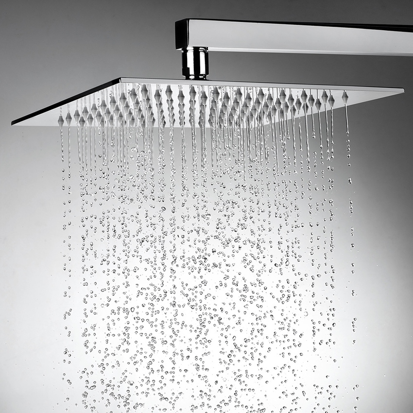 Immagine di Bossini TETIS soffione quadrato 20 cm, in acciao inox, 1 getto, finitura cromo I00873000030005