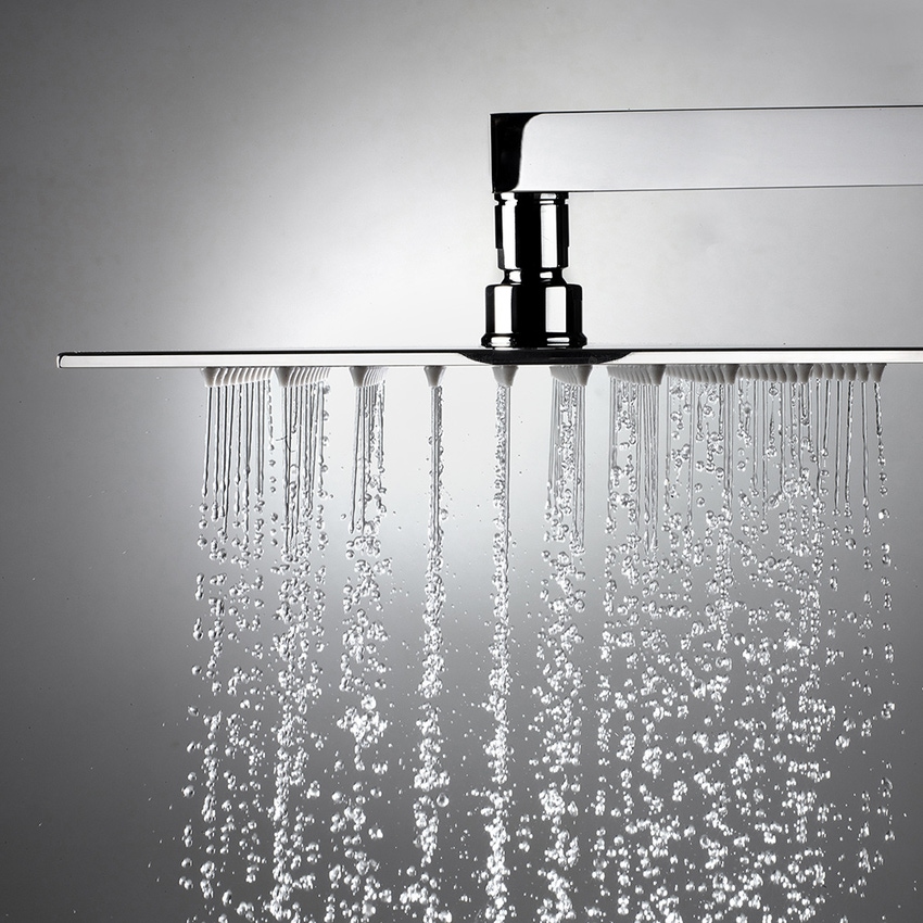 Immagine di Bossini TETIS soffione quadrato 20 cm, in acciao inox, 1 getto, finitura cromo I00873000030005