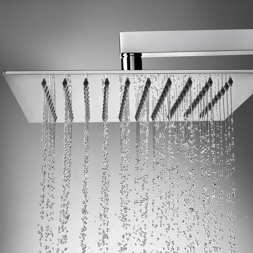 Immagine di Bossini TETIS soffione quadrato 20 cm, in acciao inox, 1 getto, finitura cromo I00873000030005