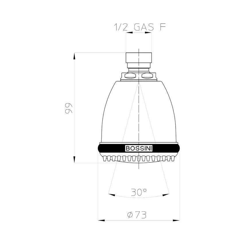 Immagine di Bossini  OVO-KARINA soffione autopulente Ø 7,3 cm, 3 getti con snodo, con risparmio idrico, finitura cromo I00330000030004