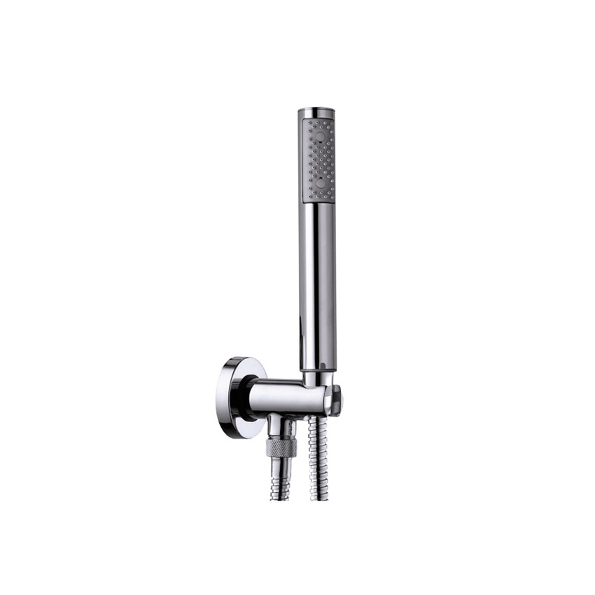 Immagine di Bossini ZEN kit supporto fisso con presa acqua, doccia, flessibile 150 cm doppia aggraffatura, finitura cromo C12001C00030004