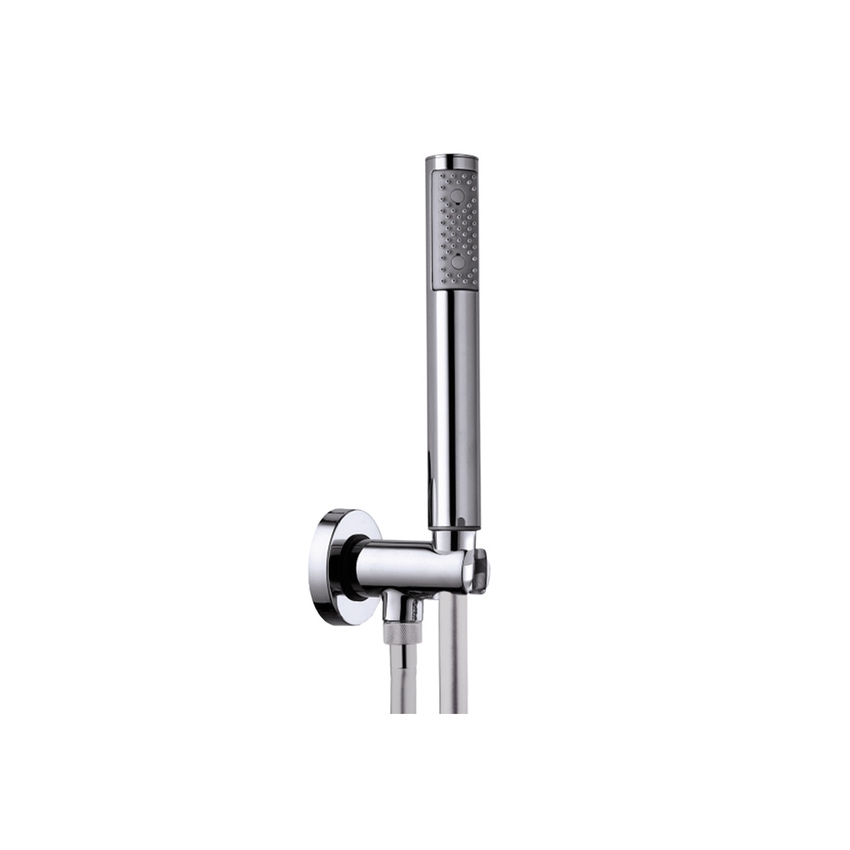 Immagine di Bossini ZEN kit supporto fisso con presa acqua, doccia, flessibile Cromolux150 cm, finitura cromo C12002C00030004
