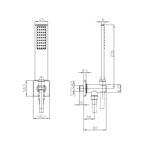 Immagine di Bossini FLAT-ONE kit supporto fisso con presa acqua, doccetta, flessibile Cromolux 150 cm, finitura cromo CB4006C00030004
