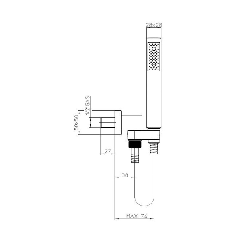 Immagine di Bossini CUBE duplex doccia, supporto incasso attacco conico girevole e flessibile ottone doppia aggraffatura cm 150, finitura cromo C55001C00030004