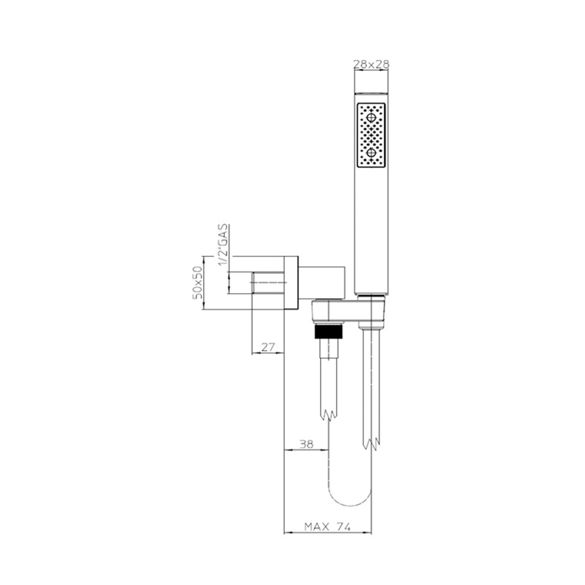 Immagine di Bossini CUBE kit supporto orientabile quadro con presa acqua, doccia, flessibile Cromolux 150 cm, finitura cromo C55005C00030004