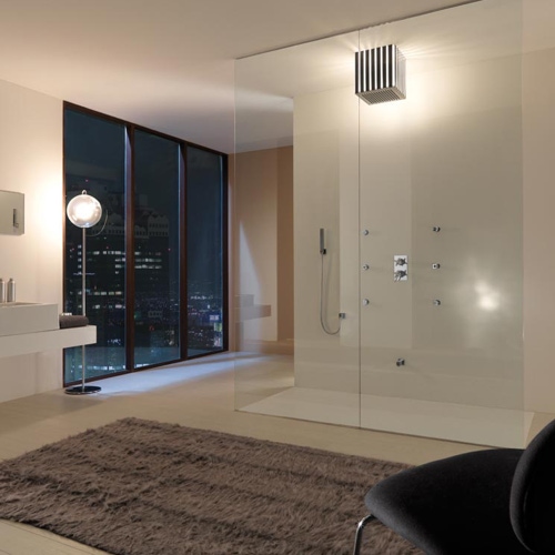 Immagine di Bossini CUBE duplex doccia con supporto fisso, flessibile 150 cm in ottone doppia aggraffatura e presa acqua, finitura cromo C50001C00030004