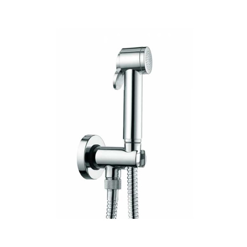 Immagine di Bossini PALOMA set doccia completo di: doccia a pulsante, supporto c/arresto acqua 1/2”, flessibile 125 cm, finitura cromo C69001B00030015