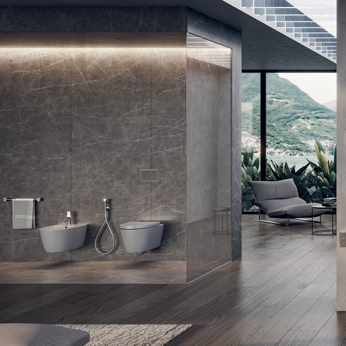 Immagine di Bossini APICE set doccia shut-off con 61 fori, presa acqua con valvola di sicurezza, supporto e flessibile Cromolux 125 cm, finitura cromo CE4002B00030005