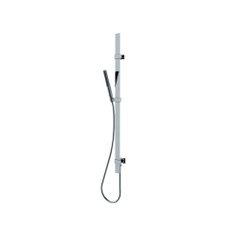 Immagine di Bossini APICE set doccia composto da: asta murale Flat H.110 cm, supporti a muro regolabili, supporto a muro inferiore con presa acqua incorporata, doccetta Slim e flessibile Cromolux 150 cm, finitura cromo D48088300030013