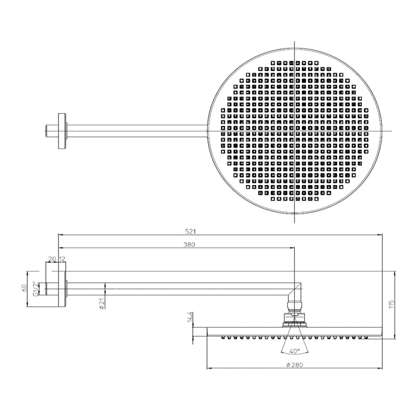 Immagine di Bossini APICE set composto da soffione Ø 28 cm e braccio doccia ad angolo P.40 cm, finitura cromo H70430I00030005