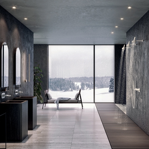 Immagine di Bossini APICE set soffione Spot Ø 10 cm orientabile, con diffusore in gomma termoplastica e braccio, con funzione Easy Clean, finitura cromo HH1000000030005