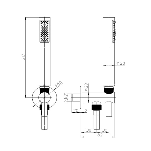 Immagine di Bossini ZEN duplex doccia in acciaio, con supporto ad incasso e flessibile Cromolux 150 cm, finitura inox INC004C00075005