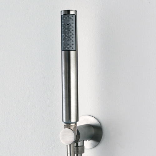 Immagine di Bossini ZEN duplex doccia in acciaio, con supporto ad incasso e flessibile Cromolux 150 cm, finitura inox INC004C00075005