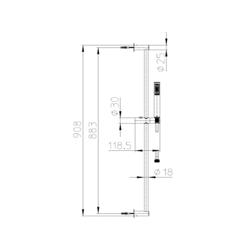 Immagine di Bossini ZEN asta doccia in acciaio, con doccetta in acciaio inox e flessibile Cromolux 150 cm, finitura inox IND002P00075005